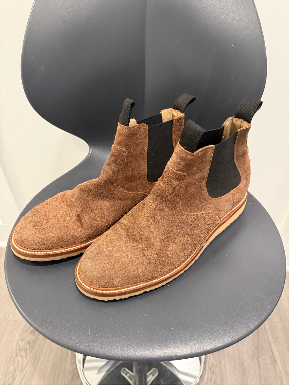 Men's Suede Chukka Boots in Brown with Elastic Gussets by Rhodes